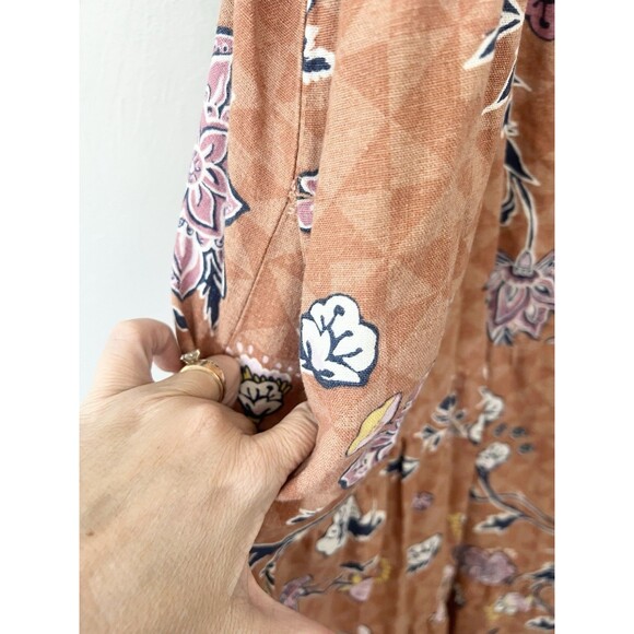 Sonoma Linen Floral Tiered Maxi Midi Dress 3X Flowy Gorgeous Pocket Cottage - Picture 6 of 10